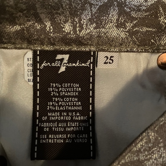 7 For All Mankind Gold Patterned Skinny Pants - Picture 7 of 7